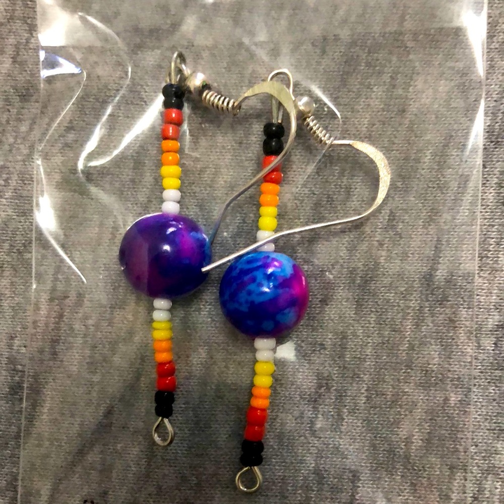 Native heritage Lakota reservation made beaded earrings